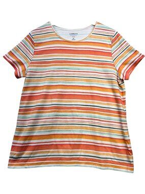 Croft & Barrow Women's Classic Tee Short Sleeve Stretch Size XL Multi Stripe